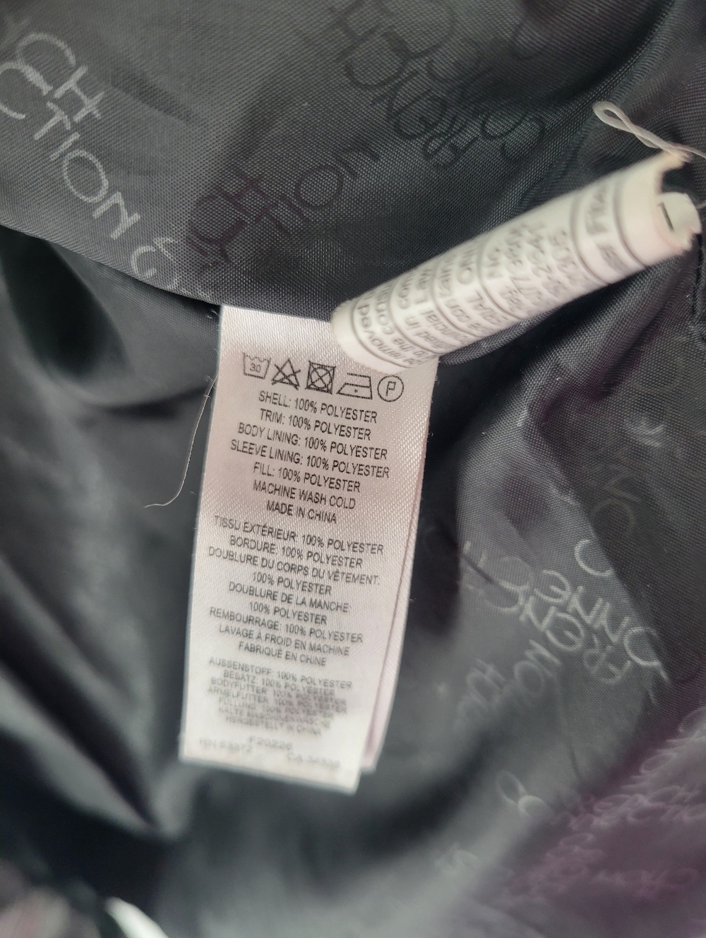 French Connection Black Quilted Hooded Puffer Coat Size M - Picture 6 of 6